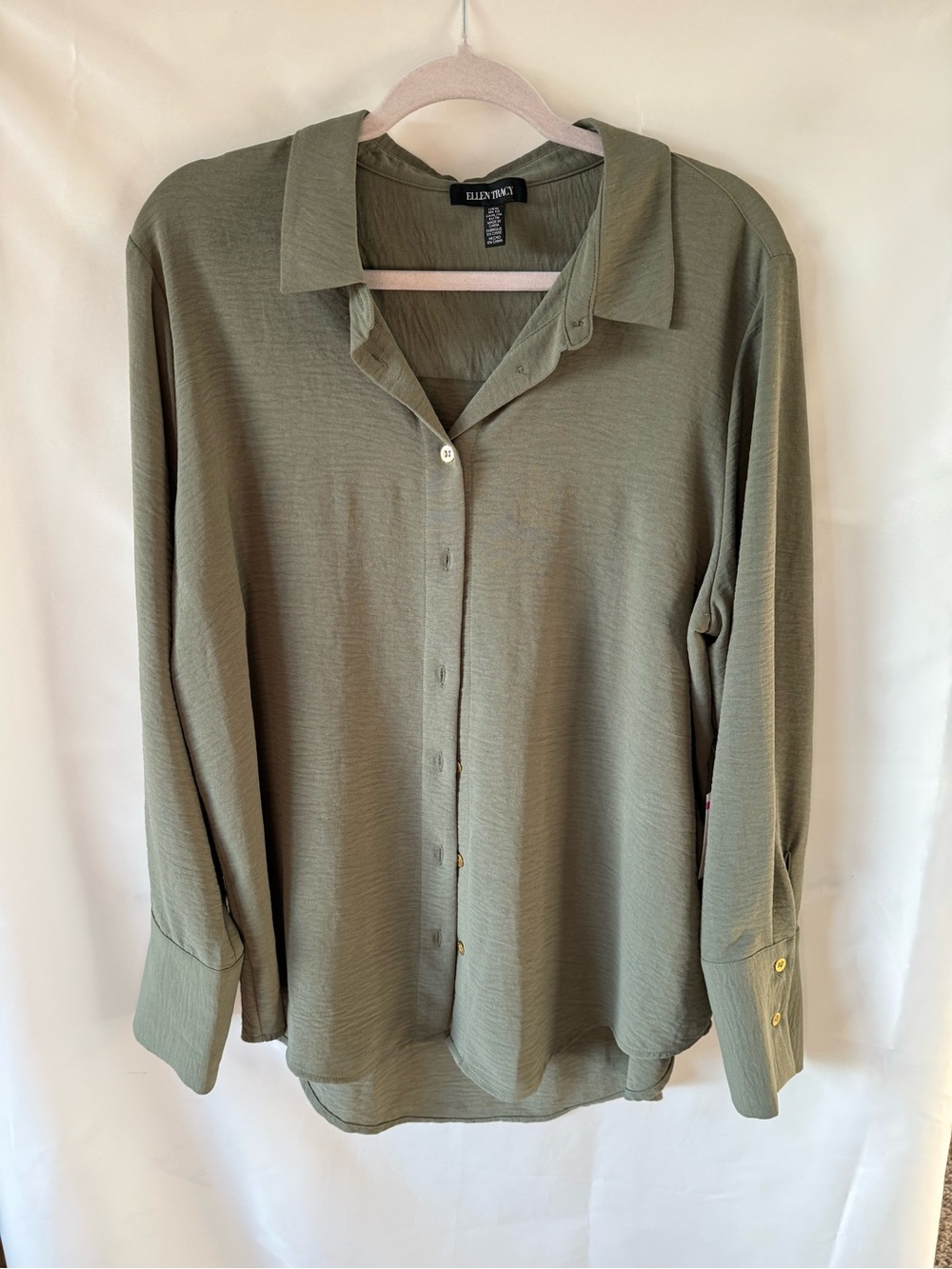 Ellen Tracy Sage Green Men's Casual Button-Up Shirt NWT